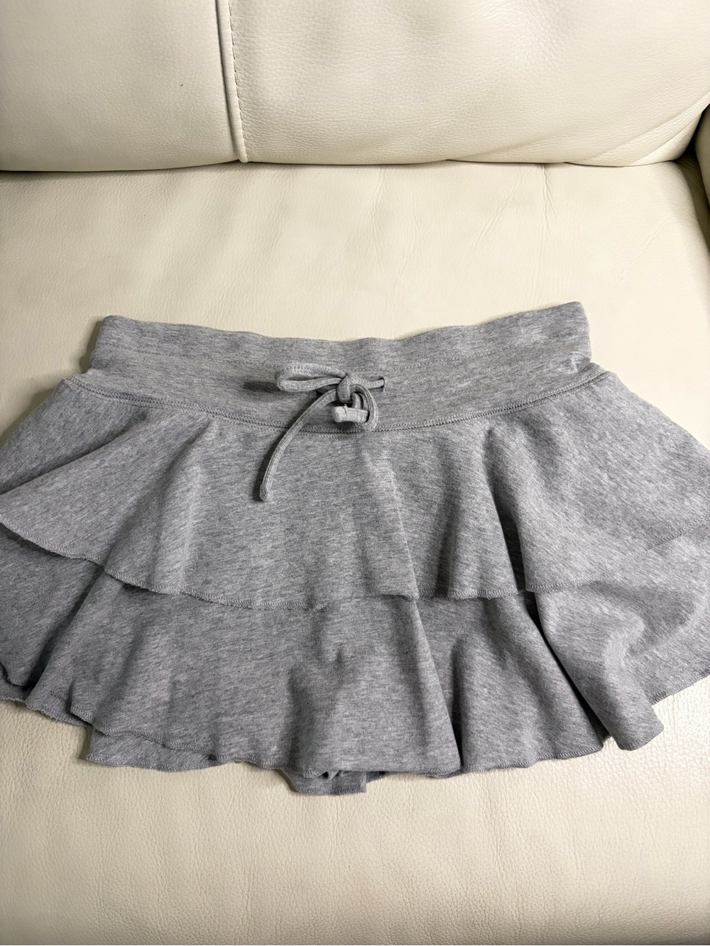 Zara Light Gray Tiered Knit Mini Skort with Drawstring